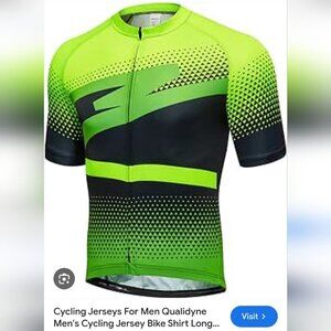 Qualidyne Men's Cycling Jersey Bike Shirt Long Sleeve Zip 3 Rear Pocket M NWT